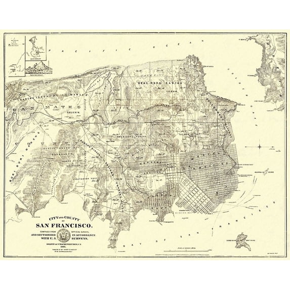 San Francisco California Landowner - Langley 1861 Poster Print by Langley Langley-VARPDXCASA0001