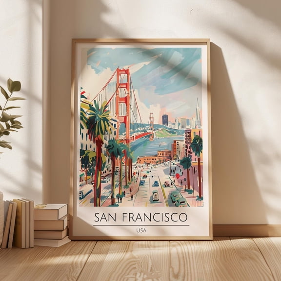 San Francisco California Poster Golden Gate Bridge Poster California Wall Arttravel Poster Retro Wall Art Poster Wall Art For Decor Present , Poster Only