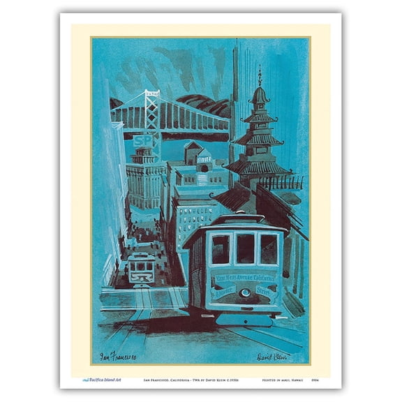 San Francisco California - Vintage Airline Travel Poster by David Klein c.1950s - Master Art Print (Unframed) 9in x 12in