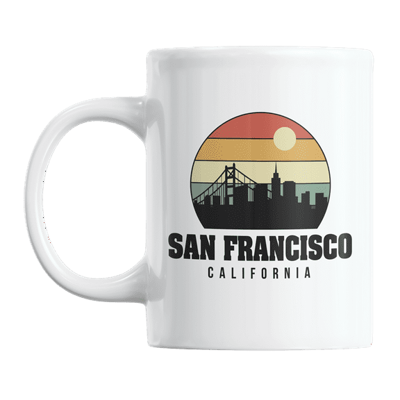 San Francisco, California, Vintage City Skyline Print Coffee & Tea Gift Mug or Souvenir (11oz)