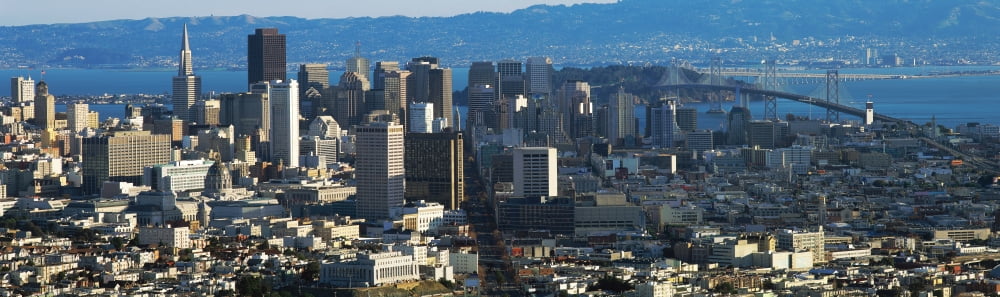 San Francisco California skyline Canvas Art - Panoramic Images (36 x 12)