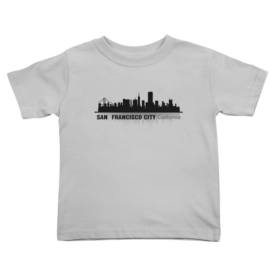 San Francisco City California Silhouette Cute Toddler Tshirts for Boys Girls (Gray, Youth L)