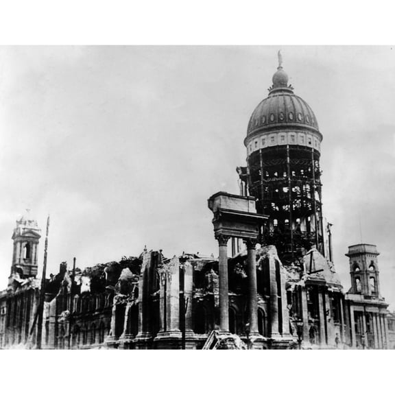 San Francisco City Hall After The 1906 Earthquake And Fires. Courtesy Csu ArchivesEverett Collection History