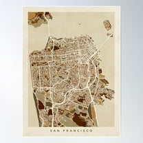 San Francisco City Street Map Poster Wall Art, Modern Wall Decor For Living Room Bedroom, 8x12 UNFRAMED