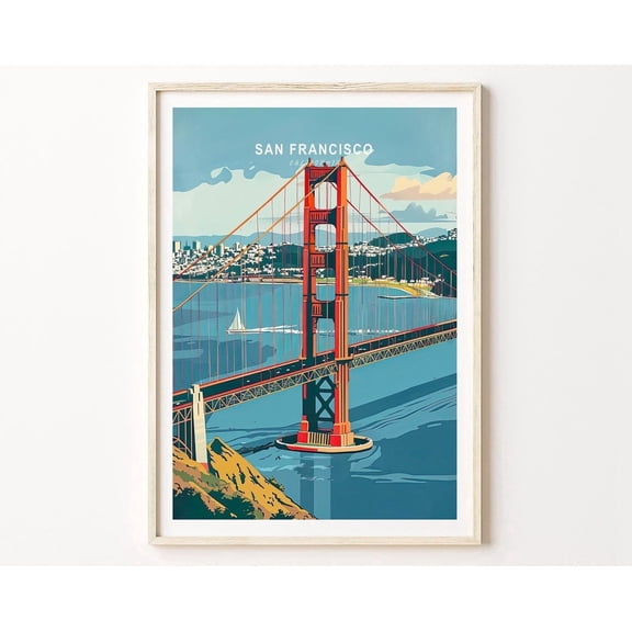 San Francisco City Travel Poster San Francisco California Wall Art Golden Gate Bridge Home Decor Wedding Gifts Wall Art Modern Wall Decor POSTER Wall Art