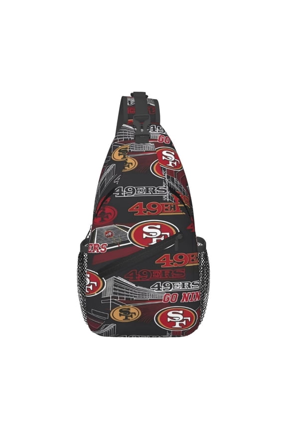 San_Francisco Crossbody Chest Bag, Zipper Sports Crossbody Bag, American Football Pattern Chest Bag, Men'S And Women'S Fashionable Crossbody Backpack, Travel And Hiking Chest Bag, Fan Gift