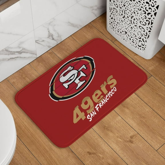 San_Francisco Crystal Velvet Lock Edge Floor Mat 40" x 60", Football Team Themed Entryway Floor Mat, Kitchen and Living Room Floor Mat for Home Decor Area Rug