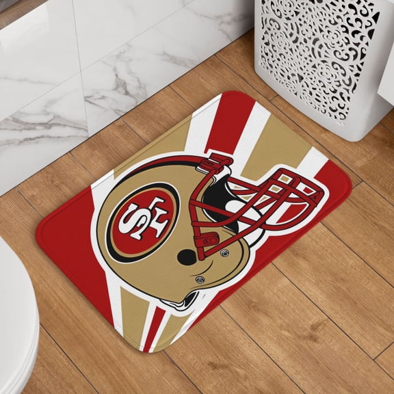 San_Francisco Crystal Velvet Lock Edge Floor Mat 40" x 60", Football Team Themed Entryway Floor Mat, Kitchen and Living Room Floor Mat for Home Decor Area Rug