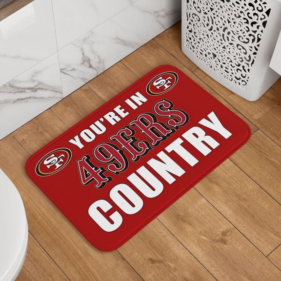 San_Francisco Crystal Velvet Lock Edge Floor Mat 40" x 60", Football Team Themed Entryway Floor Mat, Kitchen and Living Room Floor Mat for Home Decor Area Rug