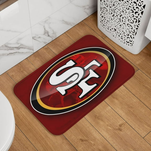San_Francisco Crystal Velvet Lock Edge Floor Mat 40" x 60", Football Team Themed Entryway Floor Mat, Kitchen and Living Room Floor Mat for Home Decor Area Rug