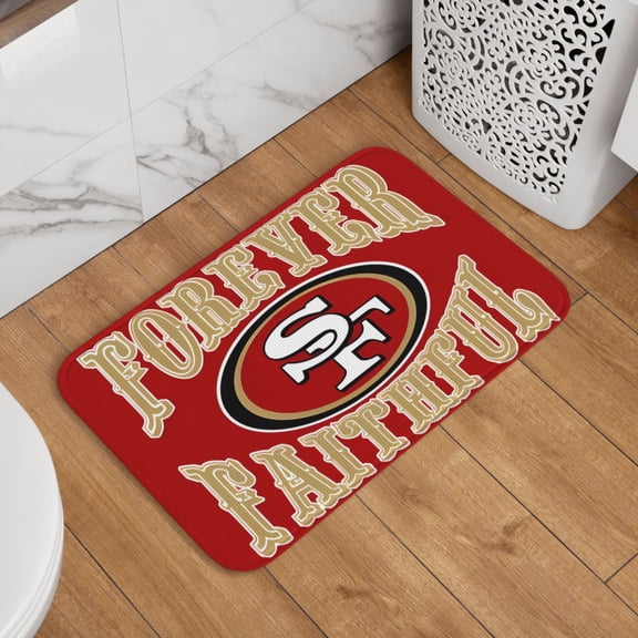 San_Francisco Crystal Velvet Lock Edge Floor Mat 40" x 60", Football Team Themed Entryway Floor Mat, Kitchen and Living Room Floor Mat for Home Decor Area Rug