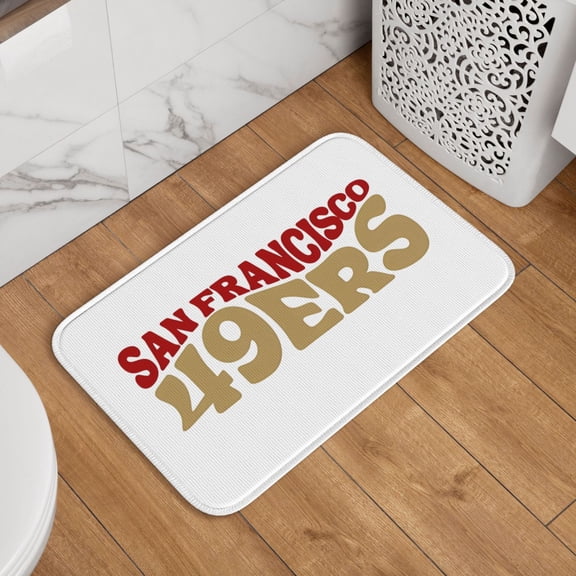 San_Francisco Crystal Velvet Lock Edge Floor Mat 40" x 60", Football Team Themed Entryway Floor Mat, Kitchen and Living Room Floor Mat for Home Decor Area Rug