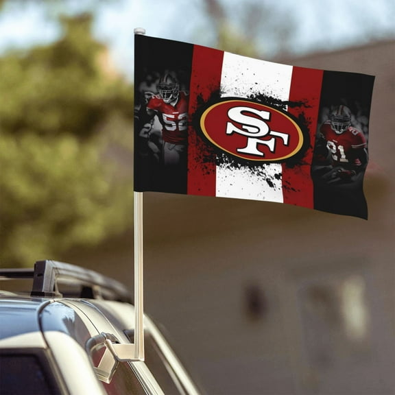 San_Francisco Custom Car Flag 12" x 18", Football Team Fan Game Day Themed Flag, Personalized Car Decorative Flag, Weatherproof Car Flag, Window Hanging Flag (Flagpole Not Included)