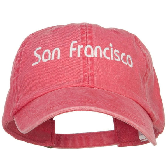 San Francisco Embroidered Washed Cap - Red OSFM
