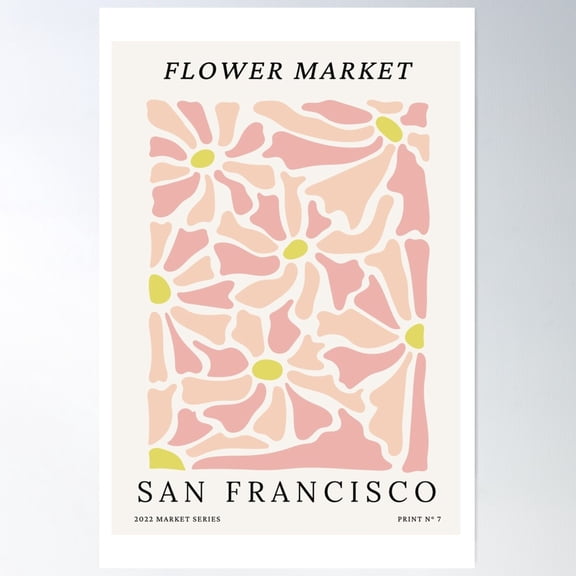San Francisco Flower Market Botanical Poster Wall Art, Modern Wall Decor For Living Room Bedroom, 8x12 UNFRAMED