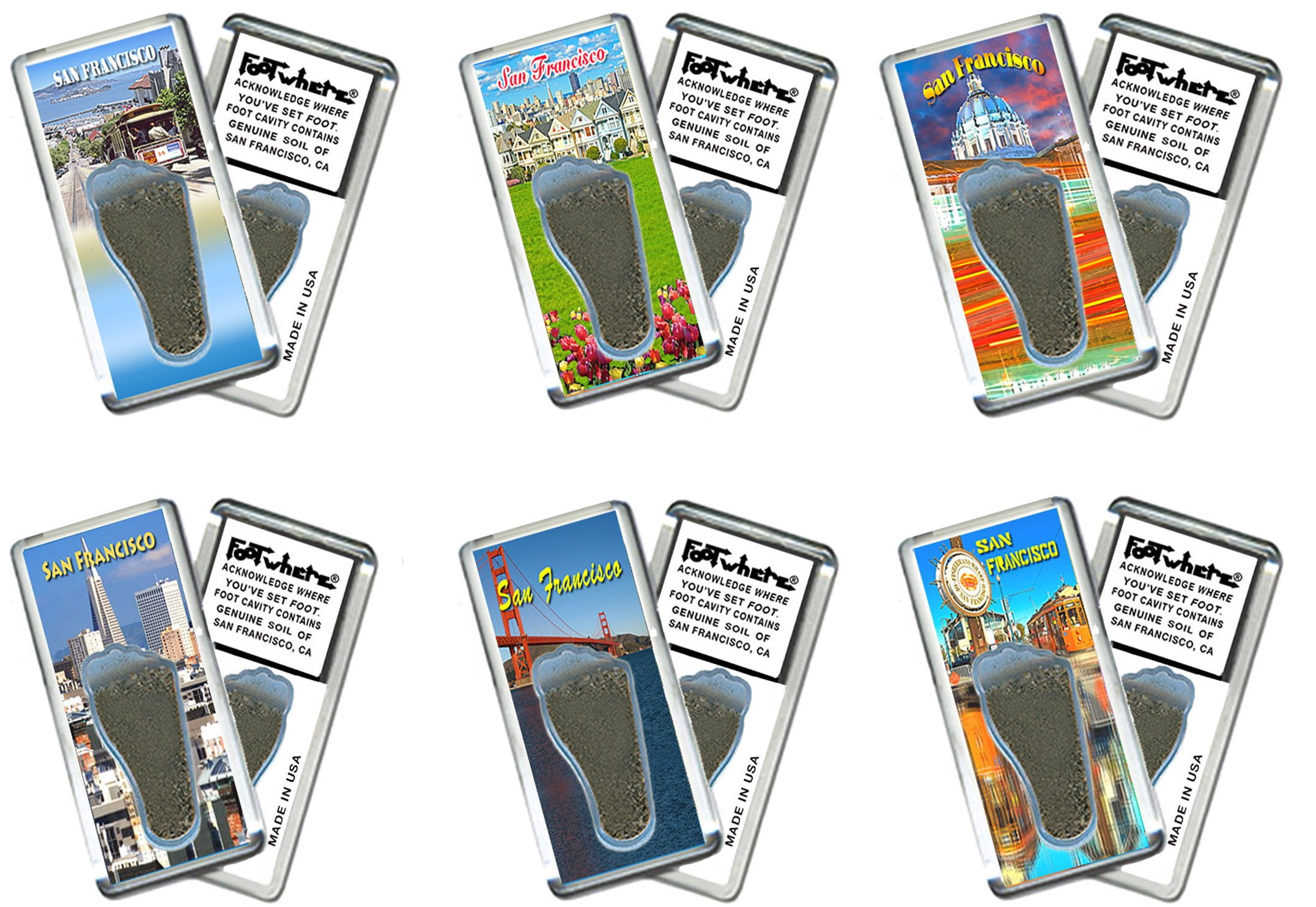 San Francisco FootWhere Souvenir Fridge Magnets. (SF200 - Assorted)