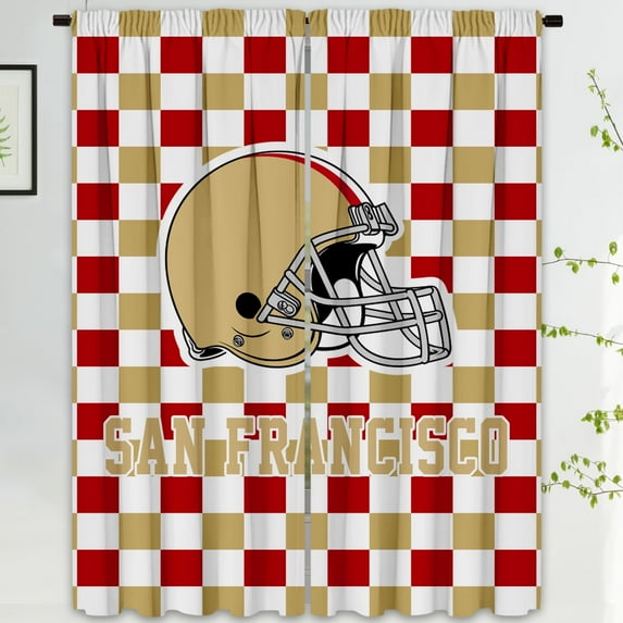 San Fran Football Team Blackout Curtain Panels, 72x84 Inch Room Darkening Curtains, 2 Panels for Bedroom Living Room Window Treatment