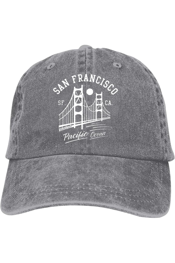 San Francisco Gate Bridge Moon Baseball Cap Vintage Adjustable Washed Hats Cowboy Hats Denim Dad Hat for Men Women Boy Girl