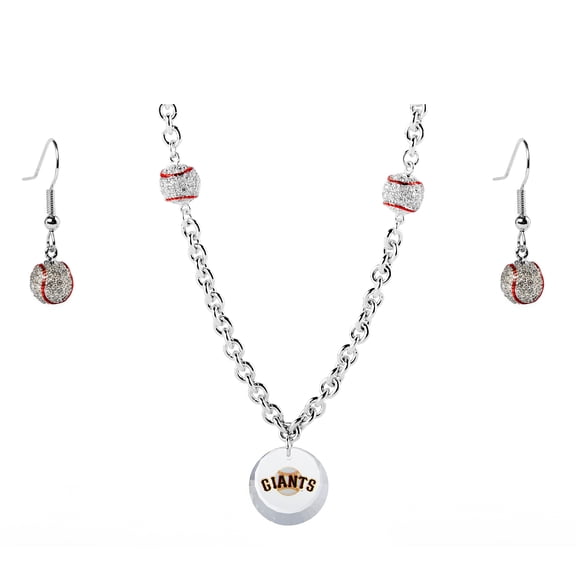 San Francisco Giants Crystals from Swarovski Baseball Necklace & Earrings