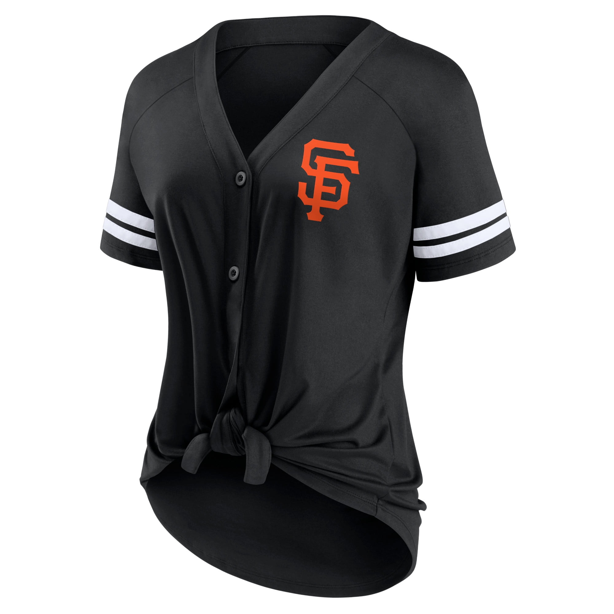 San Francisco Giants MLB Home Run Women s Tie Front Jersey with Striped Sleeves