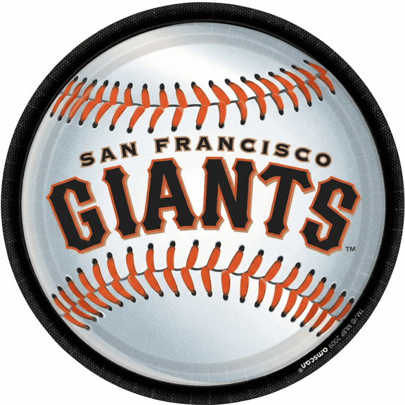 San Francisco Giants Paper Party Plates 9 Inch - Official MLB Baseball Design, Black Orange White, Disposable Game Day Tableware - 36 Count