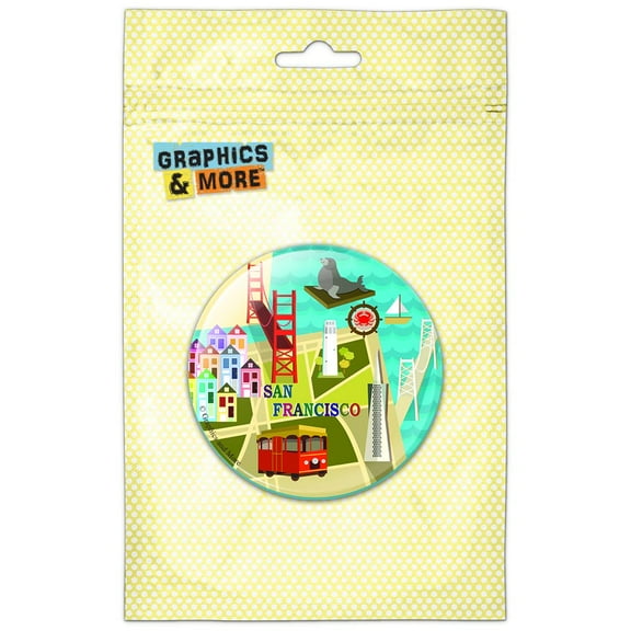 San Francisco Golden Gate Bridge Bay Pier 39 Pinback Button Pin Badge