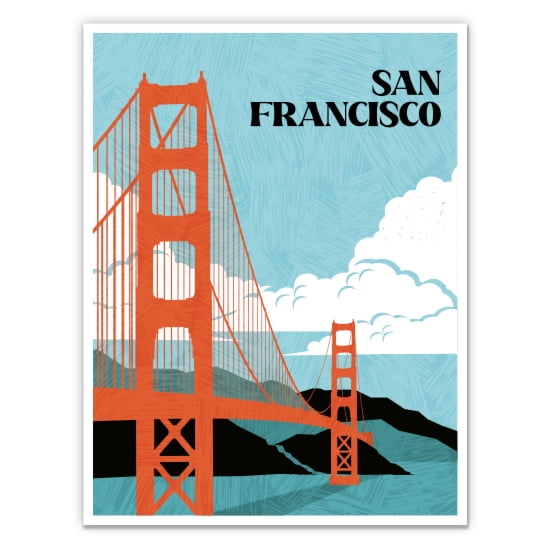 San Francisco Golden Gate Bridge California - 5" Vinyl Sticker - For Car Laptop I-Pad - Waterproof Decal