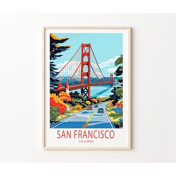 San Francisco Golden Gate Bridge California Wall Art Home Decor Unframed Paper Print