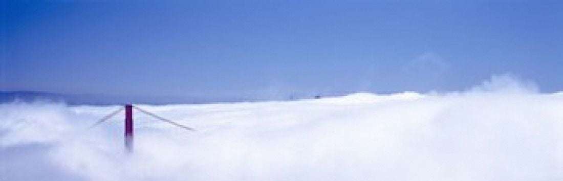 San Francisco Golden Gate Bridge California in smog Canvas Art - Panoramic Images (18 x 6)