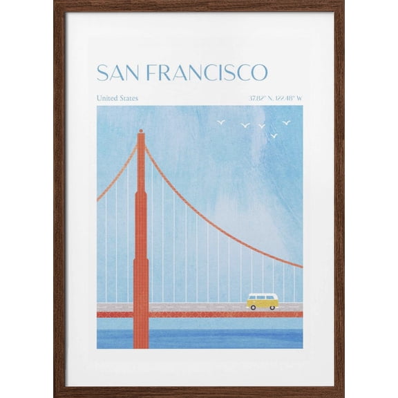 San Francisco, Golden Gate Bridge Framed Art Modern Wall Decor