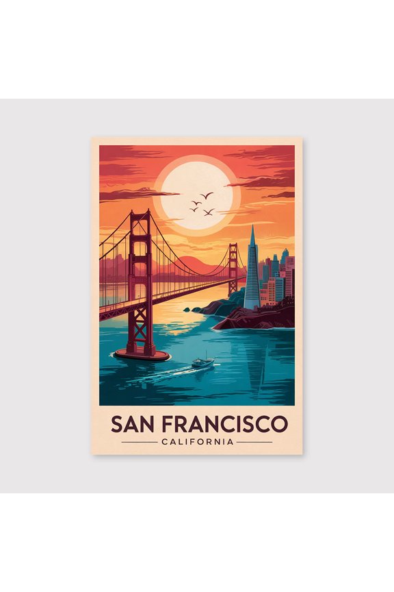 San Francisco Golden Gate Travel Print Canvas Wall Art, San Francisco Wall Hanging Home decor San Francisco Canvas Art, California Art -1WN1034