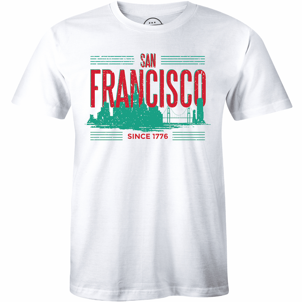 San Francisco Green Skyline Golden Gate bridge Men's Retro Vintage Souvenirs T-Shirt - image 1 of 4