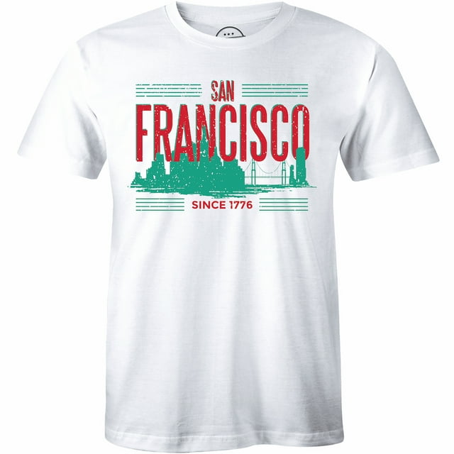 San Francisco Green Skyline Golden Gate bridge Men's Retro Vintage Souvenirs T-Shirt