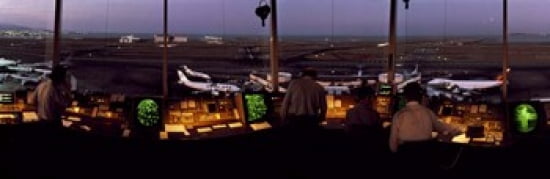 San Francisco Intl Airport Control Tower San Francisco CA Canvas Art - Panoramic Images (36 x 12)