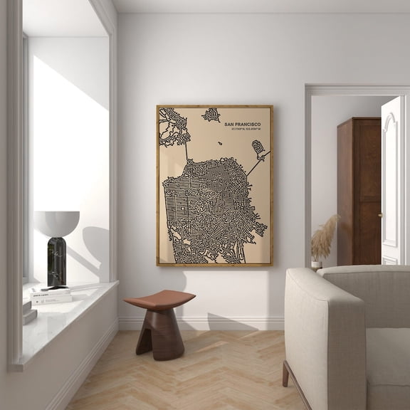 San Francisco Map, Map of San Francisco, San Francisco Poster, Realtor Closing Gift, SF City Map Wall Art,, Unframed Canvas Size 12x18