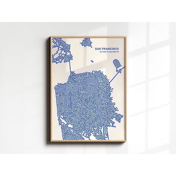 San Francisco Map Poster, San Francisco Map Wall Art, San Francisco Art Print, Realtor Closing Gift, Map of San Francisco, City Map Print, Stretched Canvas Size 12x18