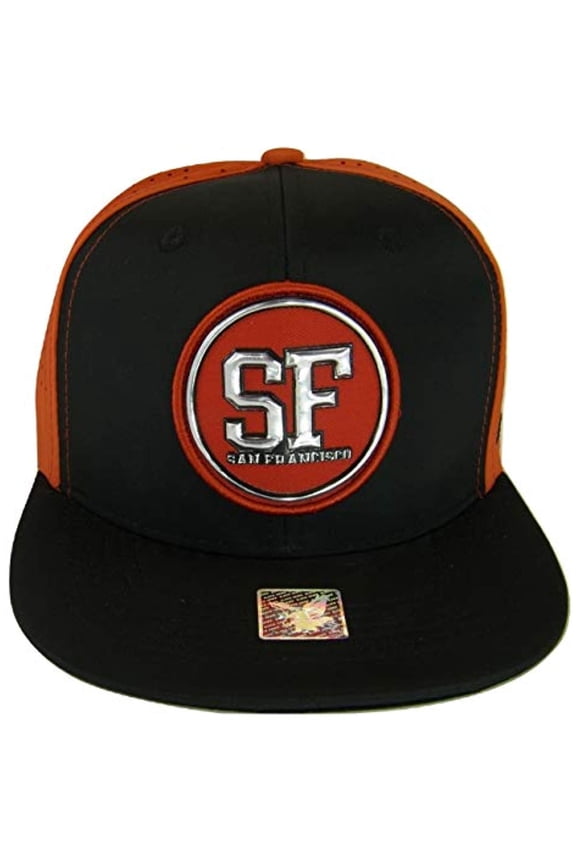 San Francisco Men's Patch Style Breathable Snapback Baseball Cap (Black/Red)