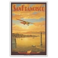 thumbnail image 1 of San Francisco - Oakland Bay Bridge California - Western Air Express - Fokker Trimotor - Vintage Travel Poster by Kerne Erickson - Master Art Print (Unframed) 13in x 19in, 1 of 4