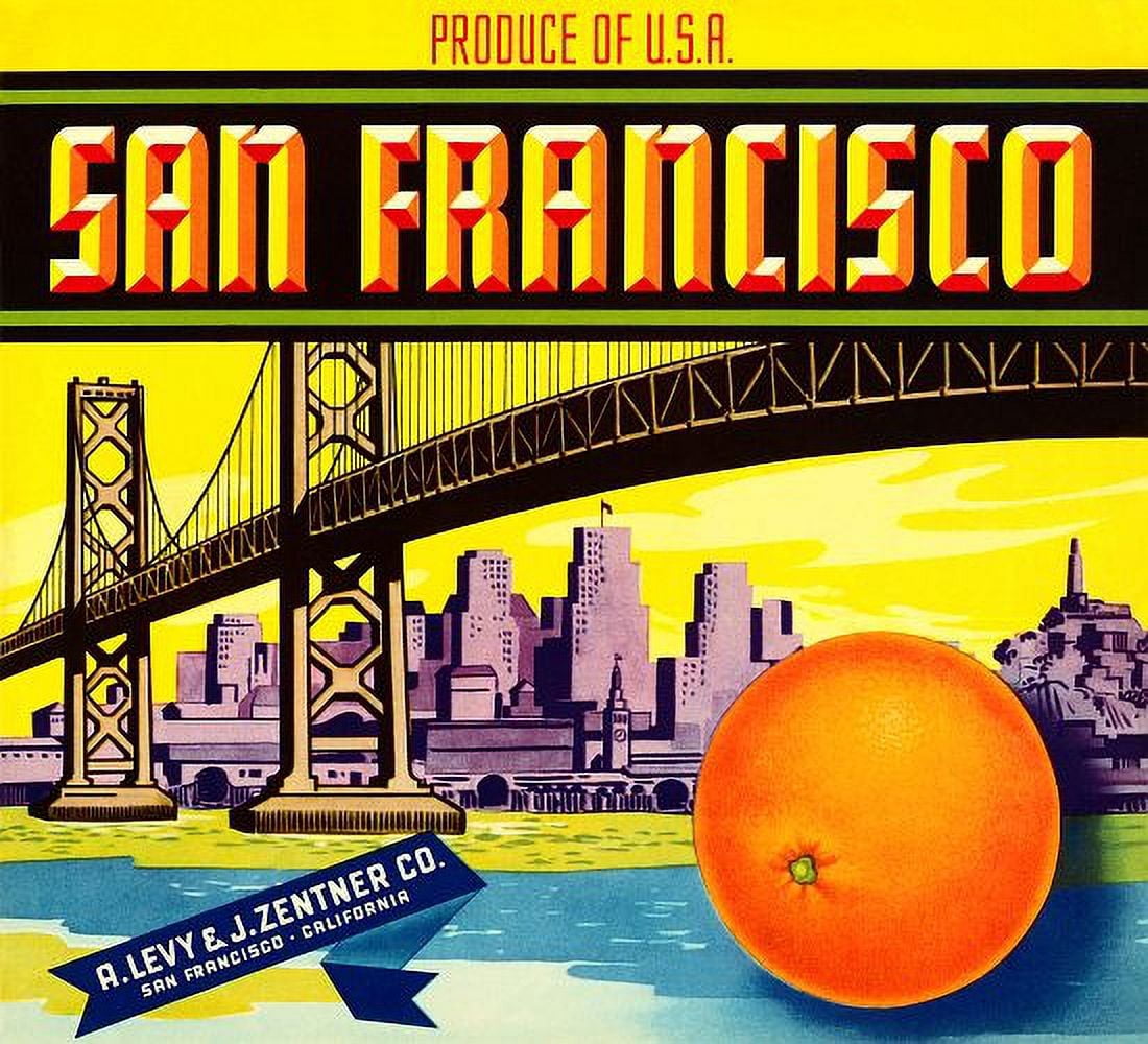 San Francisco Orange Golden Gate Bridge poste Canvas Art -  (36 x 54)