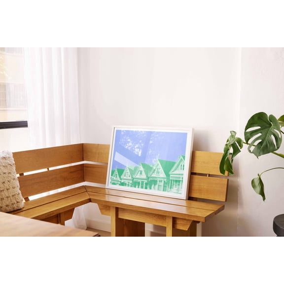 San Francisco Painted Ladies Wall Art Alamo Square SF Landmark Blue and Green Victorian Houses California Travel Decor, Unframed Poster