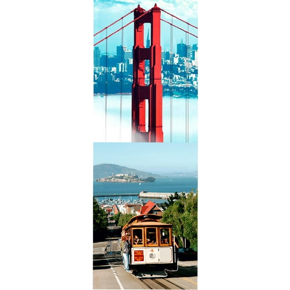 San Francisco Scenes : 2 Lenticular 3D Postcard 4x6 Greeting Cards - Golden Gate Bridge and Cable Car.