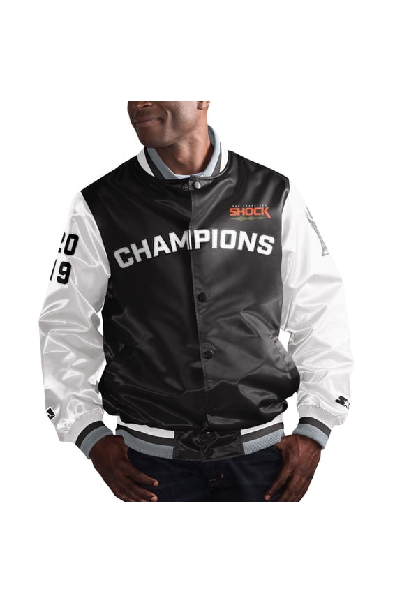 San Francisco Shock Starter 2019 Overwatch League Grand Finals Champions Varsity Satin Full-Snap Jacket - Black/White
