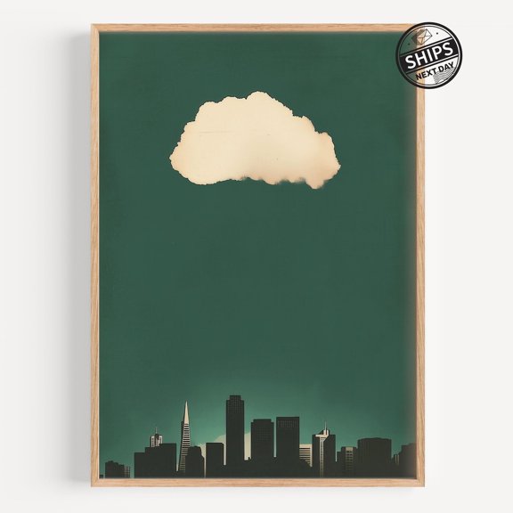 San Francisco Skyline Floating Cloud Minimalist Decor Wall Art