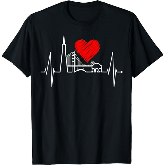 San Francisco Skyline Heartbeat California USA San Francisco T-Shirt