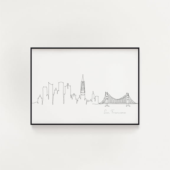 San Francisco Skyline Line Art Poster, Unframed Size 8x12