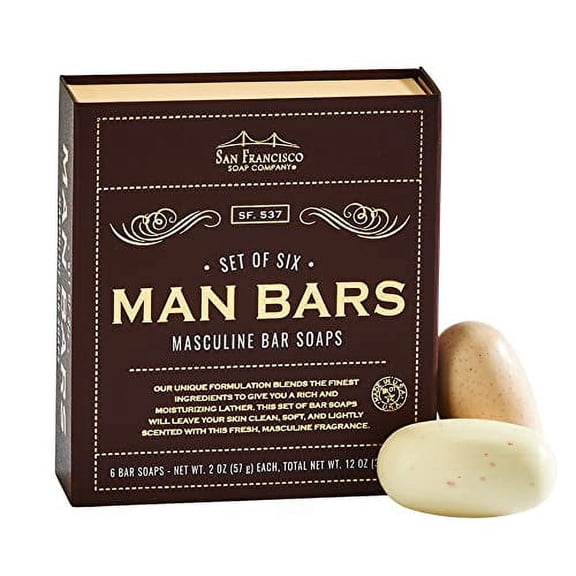 San Francisco Soap Company Men's Soap Gift Set | 6 Piece Man Bar Gift Set Natural Manly Fragranced