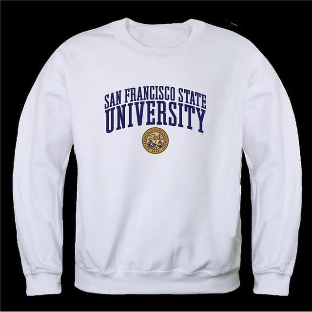 San Francisco State University Gators Seal Crewneck Sweatshirt, White - Medium