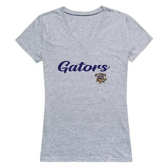 San Francisco State University Script T-Shirt for Women, Heather Grey - Large