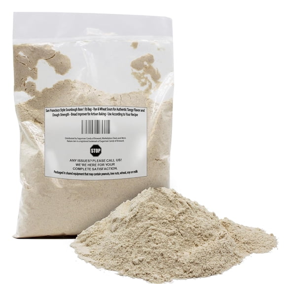 San Francisco Style Sourdough Base 1 lb Bag - Rye & Wheat Sours for Authentic Tangy Flavor and Dough Strength - Bread Improver for Artisan Baking - Use According to Your Recipe