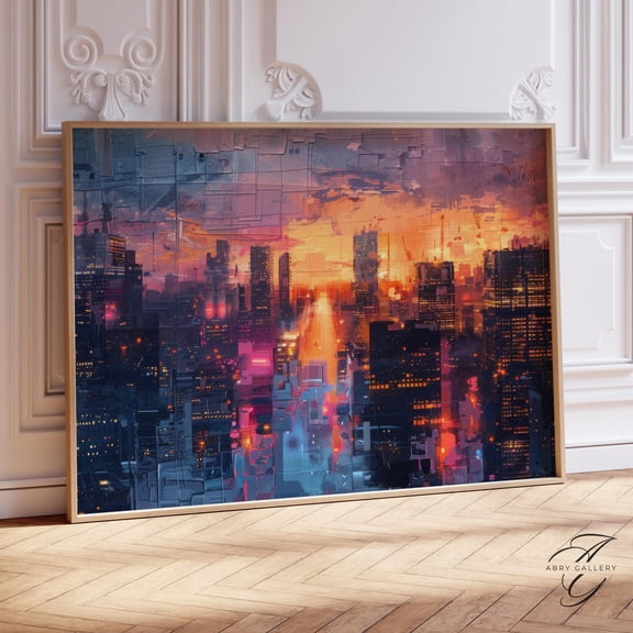 San Francisco Sunset Cityscape Art Poster: Modern Urban Decor, Unframed Poster Size 24x36